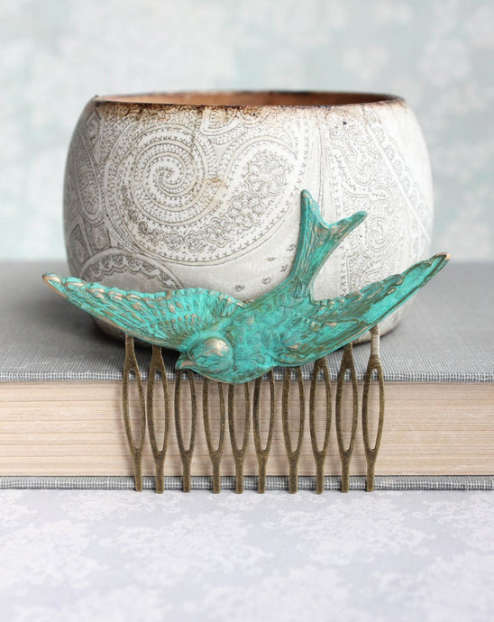 Bird Comb - Verdigris Patina