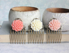 Load image into Gallery viewer, Coral Dahlia Hair Comb - C110