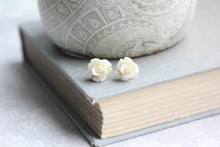 Load image into Gallery viewer, Tiny Rose Stud Earrings - Ivory Cream