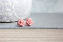 Load image into Gallery viewer, Ruffle Rose Studs - Dark Pink
