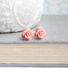 Load image into Gallery viewer, Ruffle Rose Studs - Dark Pink