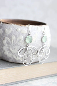 Silver Loop Earrings - Mint