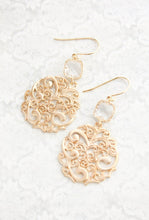 Load image into Gallery viewer, Gold Filigree Earrings - Clear Glass