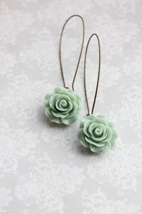 Dusty Mint Rose Earrings