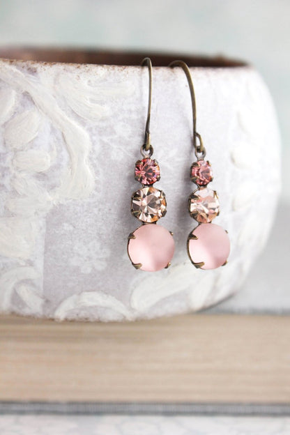 Three Jewel Earrings - Ruby Red