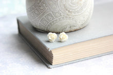 Load image into Gallery viewer, Tiny Rose Stud Earrings - Ivory Cream