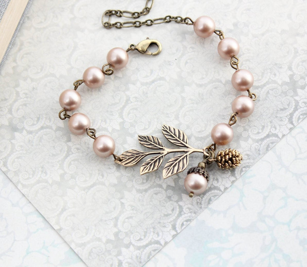 Branch Bracelet - Almond Blush Pearls