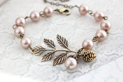 Branch Bracelet - Almond Blush Pearls
