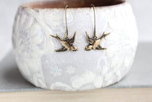 Load image into Gallery viewer, Small Bird Earrings - Gold Brass