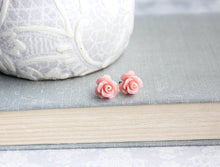 Load image into Gallery viewer, Ruffle Rose Studs - Dark Pink