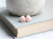 Load image into Gallery viewer, Ruffle Rose Studs - Light Pink