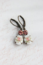 Load image into Gallery viewer, Pink Rose Cameo Earrings