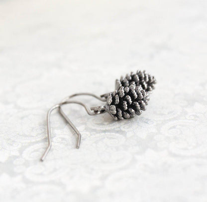 Rustic Silver Pinecone Earrings