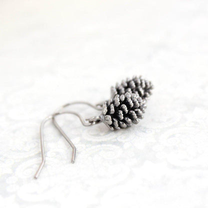 Rustic Silver Pinecone Earrings