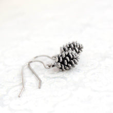 Load image into Gallery viewer, Rustic Silver Pinecone Earrings