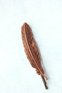 Copper Feather Bobby Pin