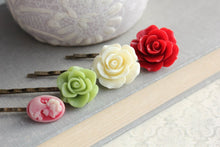 Load image into Gallery viewer, Red Rose Bobby Pins - BP1212