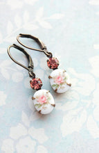 Load image into Gallery viewer, Pink Rose Cameo Earrings