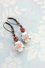 Load image into Gallery viewer, Pink Rose Cameo Earrings