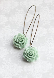 Dusty Mint Rose Earrings