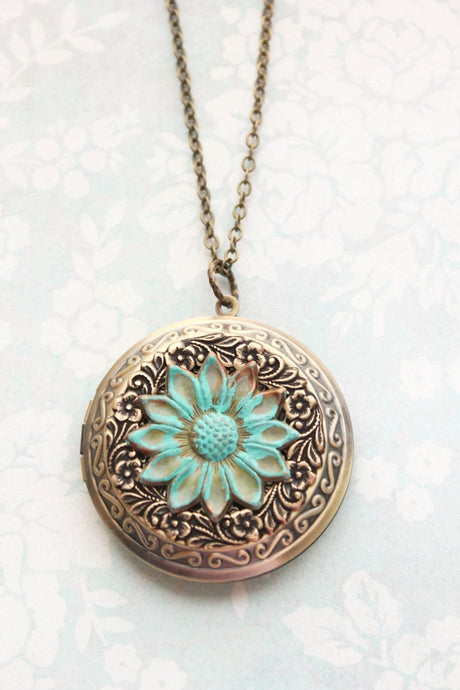 Sunflower Locket Necklace