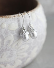 Load image into Gallery viewer, Tiny Silver Acorn Earrings