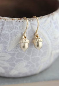 Tiny Silver Acorn Earrings