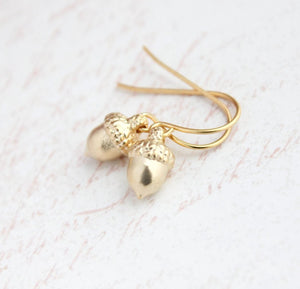 Tiny Silver Acorn Earrings