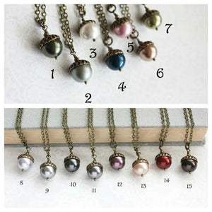 Pearl Acorn Necklace (16 Colors)