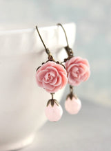 Load image into Gallery viewer, Pink Rose Earrings