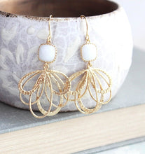 Load image into Gallery viewer, Gold Loop Earrings - White