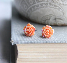 Load image into Gallery viewer, Shimmer Rose Studs - Orange