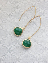 Load image into Gallery viewer, Jade Green Glass Earrings