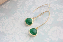 Load image into Gallery viewer, Jade Green Glass Earrings