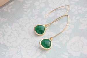 Jade Green Glass Earrings