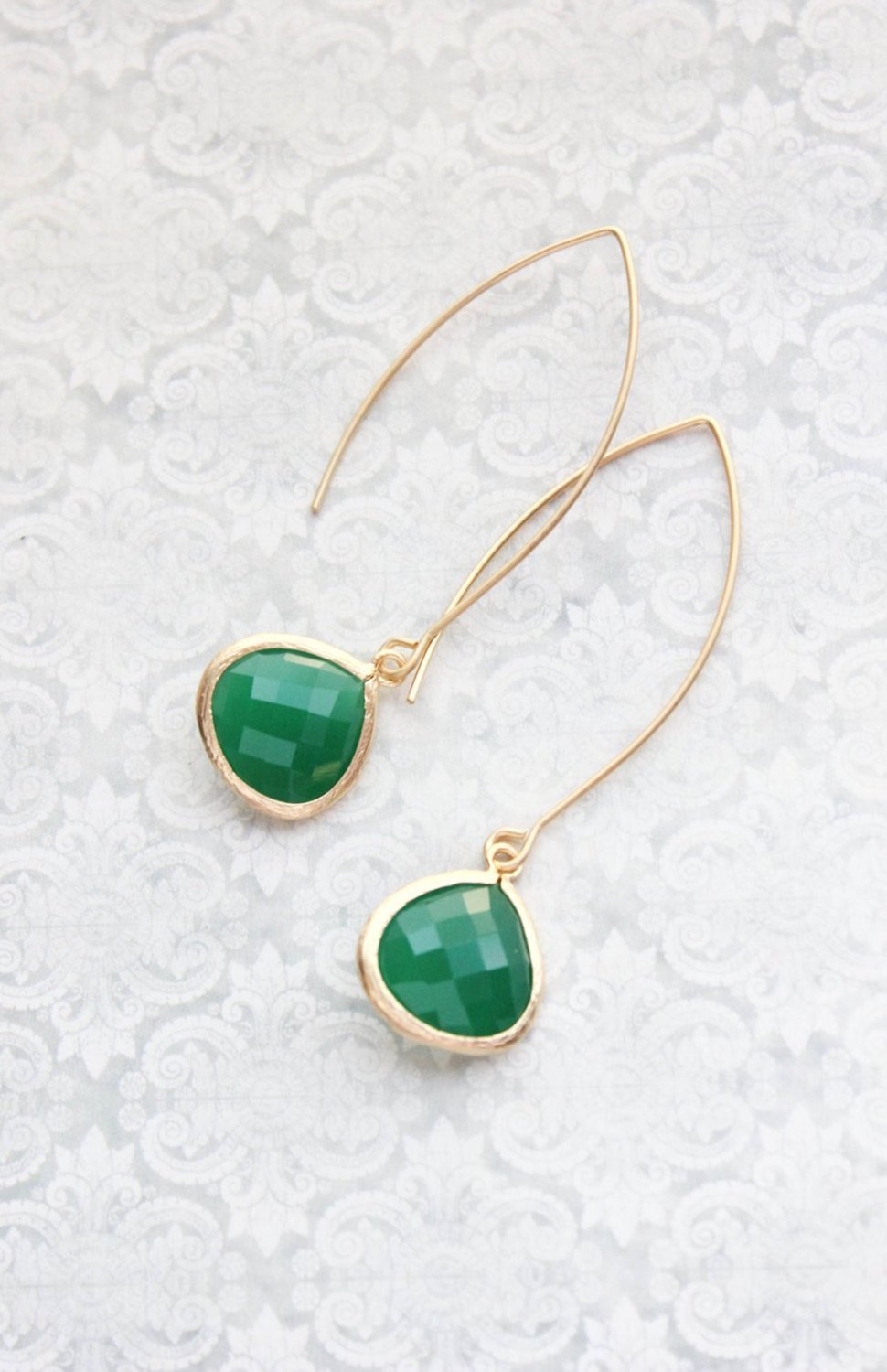 Jade Green Glass Earrings