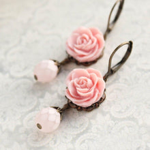 Load image into Gallery viewer, Pink Rose Earrings
