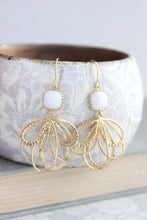 Load image into Gallery viewer, Gold Loop Earrings - White