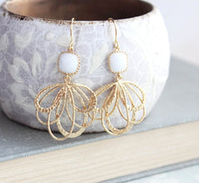 Load image into Gallery viewer, Gold Loop Earrings - White