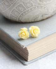 Load image into Gallery viewer, Ruffle Rose Studs - Yellow