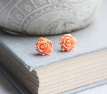 Load image into Gallery viewer, Shimmer Rose Studs - Orange
