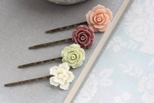 Load image into Gallery viewer, Peach Rose Bobby Pins - BP1008
