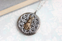 Load image into Gallery viewer, Rabbit Locket Necklace - Antiqued Brass