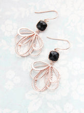 Load image into Gallery viewer, Rose Gold Loop Earrings - Jet Black