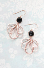 Load image into Gallery viewer, Rose Gold Loop Earrings - Jet Black