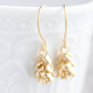 Gold Tree Cone Earrings