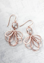 Load image into Gallery viewer, Rose Gold Loop Earrings - Clear Glass