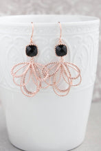 Load image into Gallery viewer, Rose Gold Loop Earrings - Jet Black