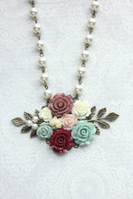 Load image into Gallery viewer, Dusty Rose Floral Medallion Necklace