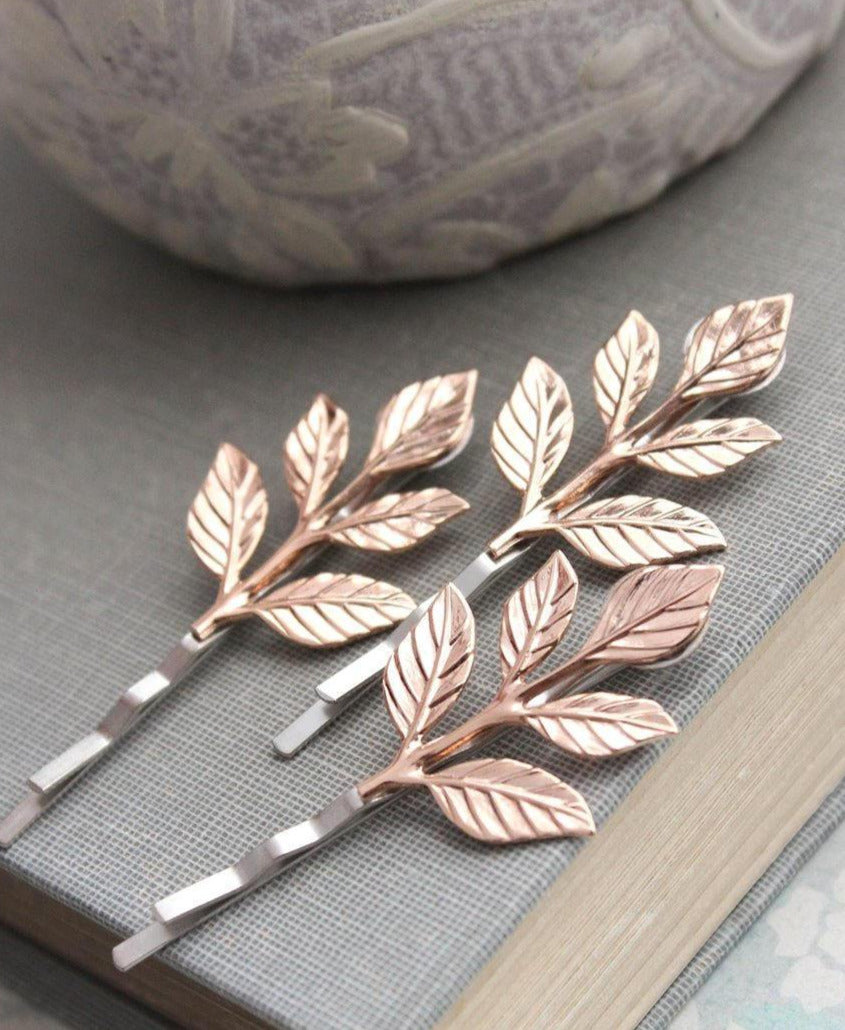 Rose Gold Leaf Hair Pin